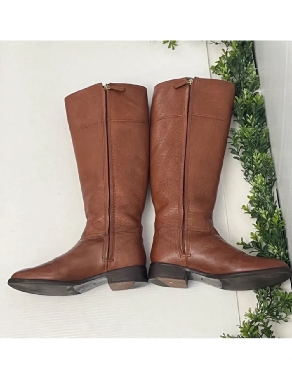 Tory Burch 'Jolie' Tall Riding Boots - Cognac Brown Leather Size 8.5